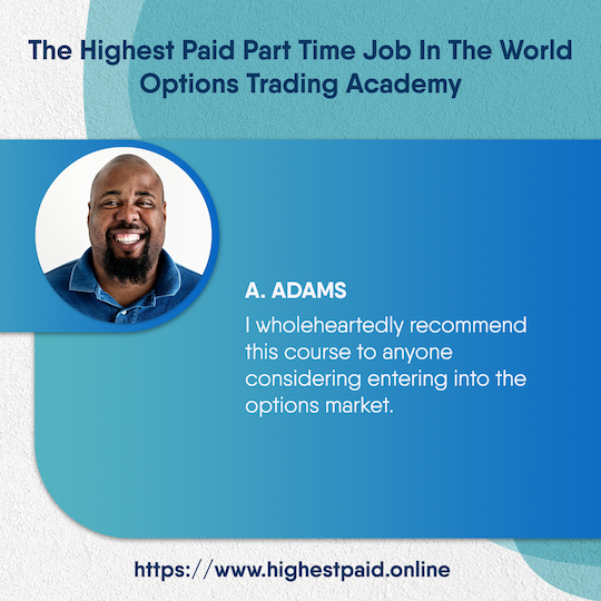 Customer testimonial graphic #3 - Positive feedback from options trading course participant demonstrating real-world success